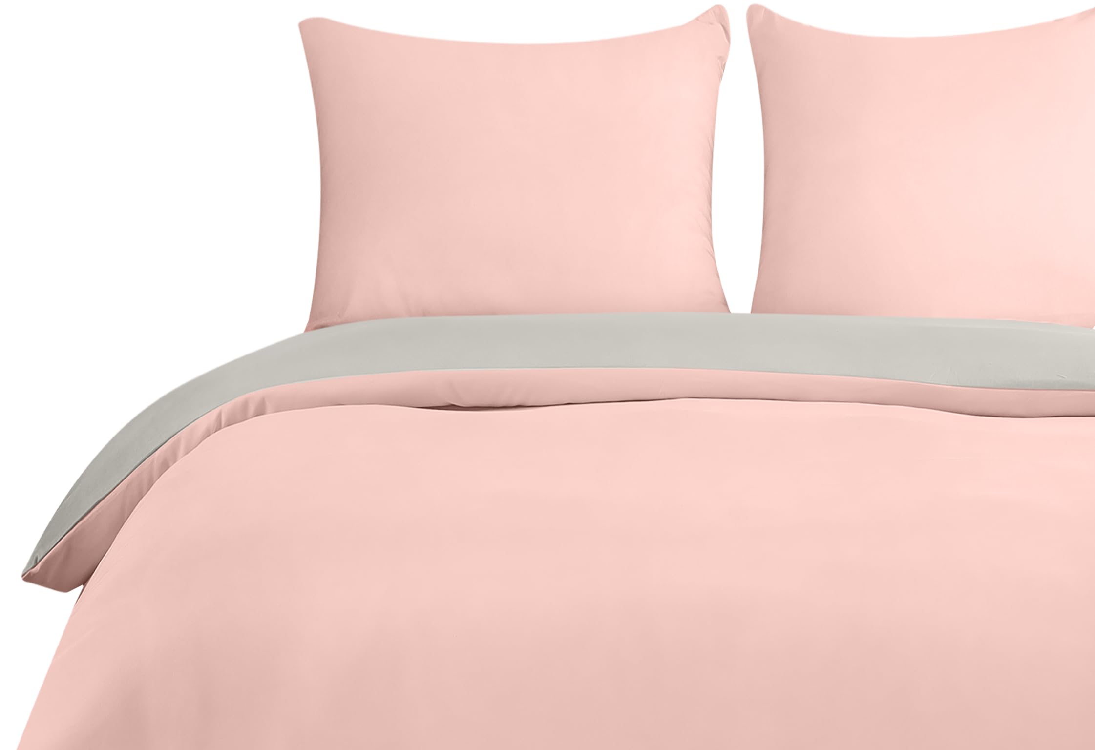 Utopia Bedding Copripiumino Matrimoniale 240x220 - Microfibra Copripiumino 240x220cm + Federe 65x65cm - Grigio/Rosa