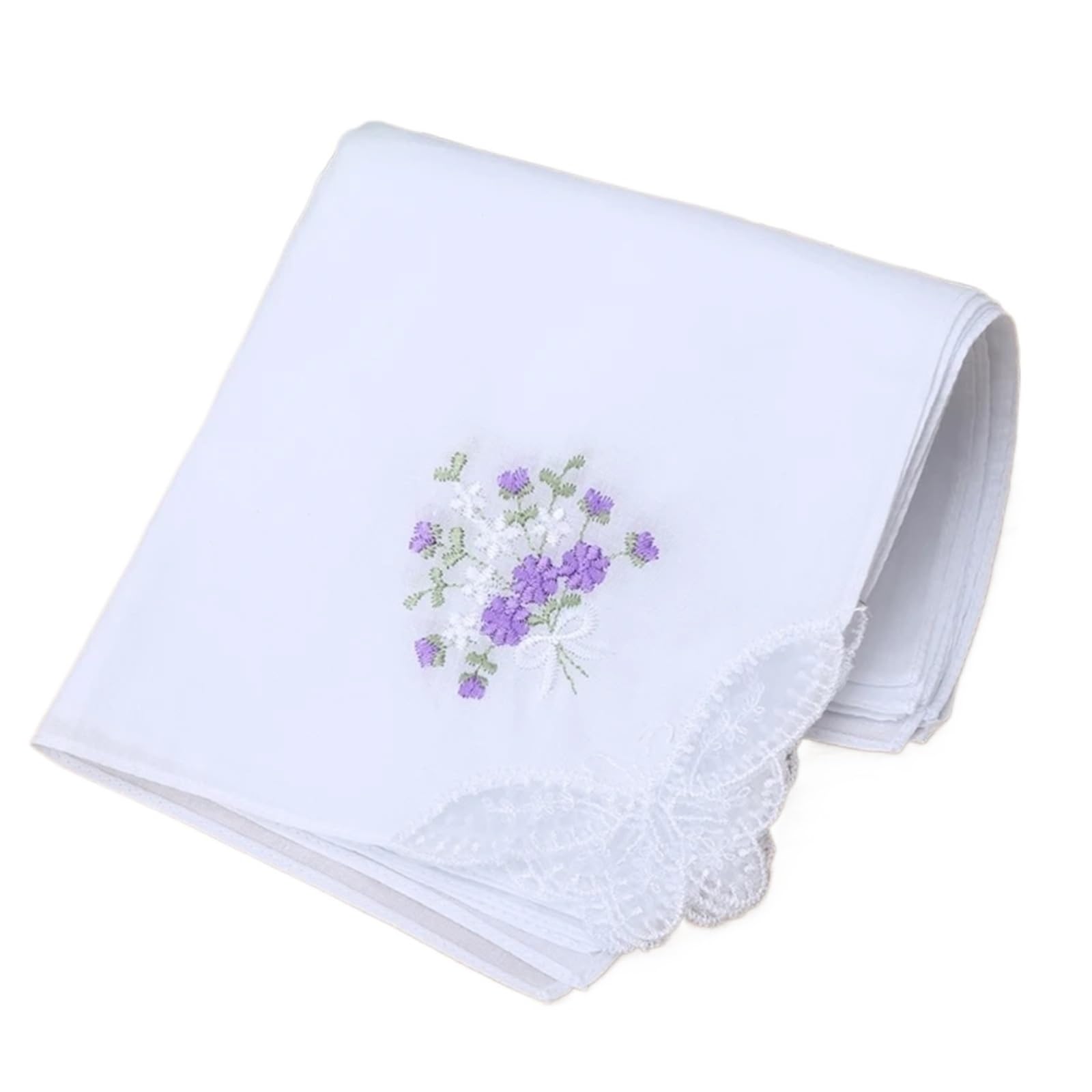 TaschentüCher 6 Stück Vintage Baumwolle Damen bestickte Spitze Taschentuch Frauen Blumen Einstecktuch