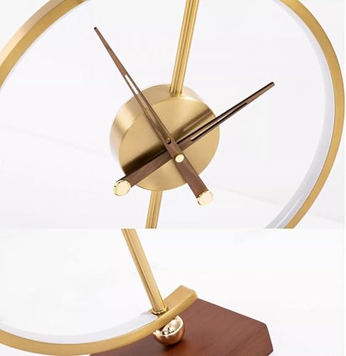 Miniatura 5 de Reloj 'Golden Time'  Lámpara de mesa  Qi inalámbrico y cargador USB para el hogar, oficina y hotel, reloj analógico dorado con manecillas de madera,
