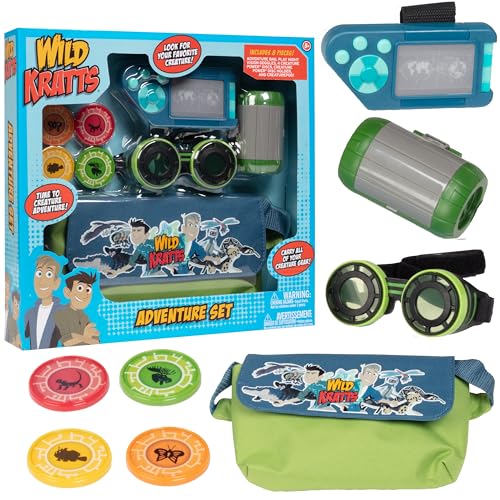 Wild Kratts Adventure Playset - 8pc Set Includes Goggles, Creature Pod, 4 Power Discs & More, Pretend Play & Costume Dress Up Accessories, Officially Licensed Toys for Children, Gift for Kids by Jazwares - Used condition - US$26.42