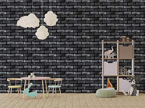 Image of DWELLSINDIA Charcoal Bricks Self Adhesive Wallpaper, Waterproof, Scratch Resistant, Laminated (41cm x 244cm, Multicolour)