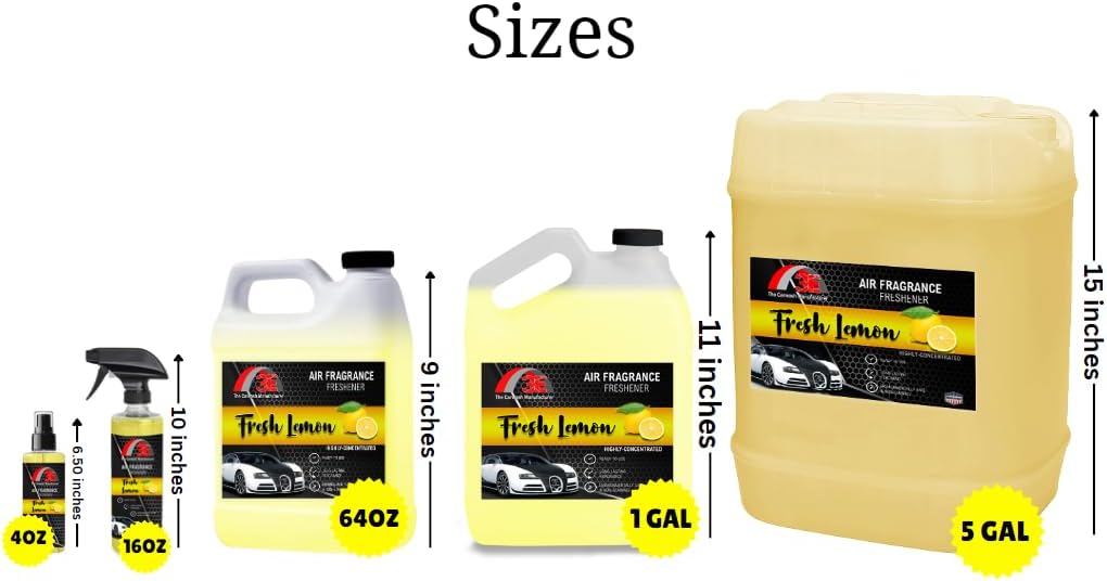 Air Freshener Fresh Lemon Scent and Odor Eliminator Premium Smell Fragrance Premium Smell, and Odor Eliminator Half Gallon (64 oz)