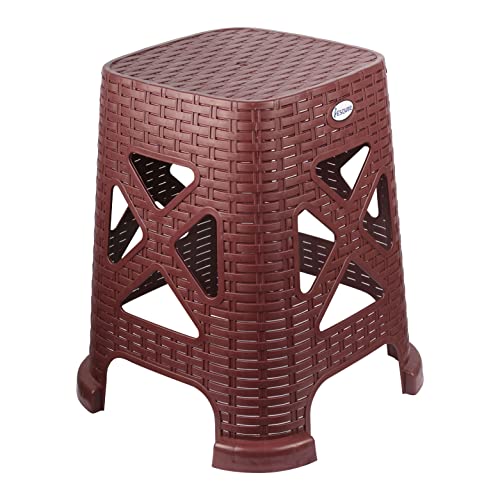 ESQUBE Plastic High Stool Square for Indoors and Outdoors Brick Red Color