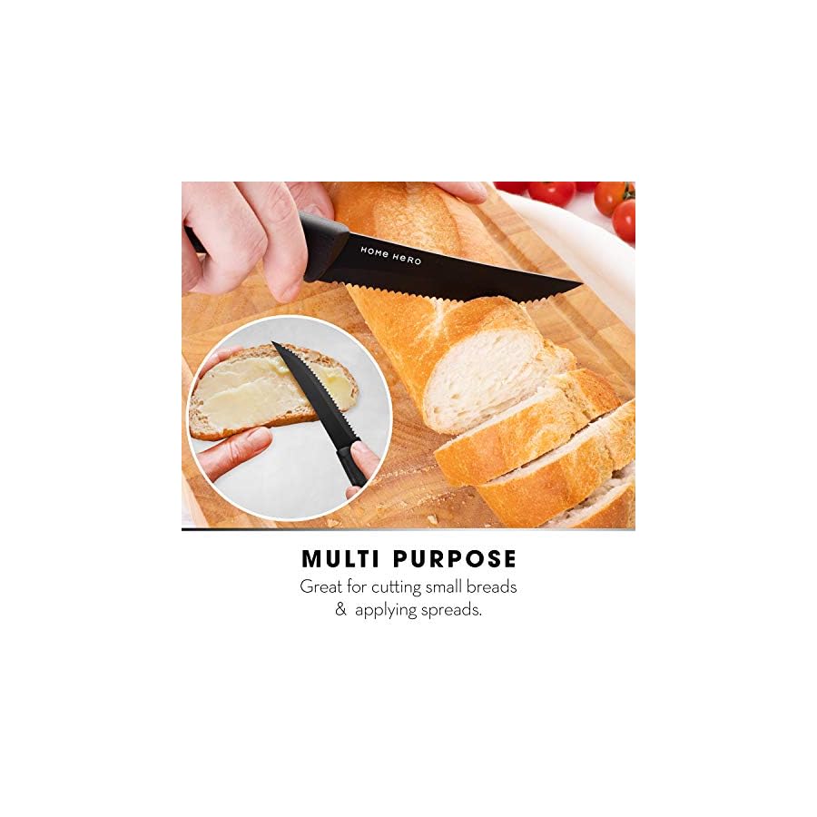 Home-Hero-11-pcs-Set-8-pcs-Stainless-Steel-Steak-Knife-Set-and-X-Large-Wood-Cutting-Board-15-Thick-with-Cheese-Knife-and-Cleaning-Brush-Reversible-Acacia-Wood-Charcuterie-Board-with-Handle Home Hero 11pc Set - 8x Stainless Steel Steak Knife Set - 1x XLarge Wood Cutting Board 1.5" Thick - 1x Cheese Knife - 1x Cleaning Brush