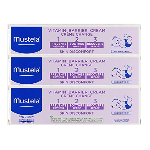 Image of Mustela Baby 123 Vitamin Barrier Cream (Diaper Rash Cream) 100ml - Buy 2 Get 1 Free - Diaper Rash Relief Bundle