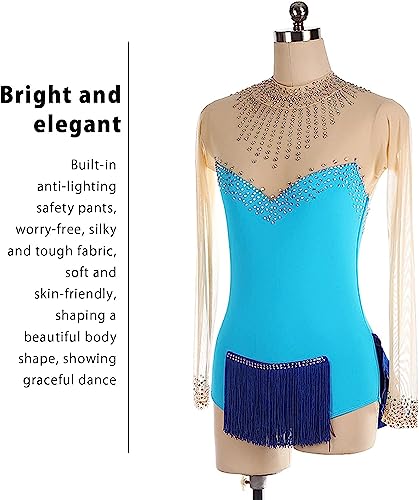 Exercício Correndo Vestido feminino de manga comprida para patinação artística no gelo, roupa leve e