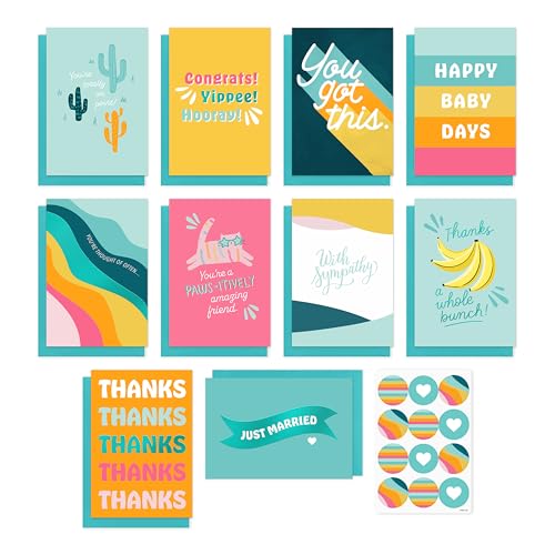 American Greetings 10-Count All Occasions Card Bundle with Envelopes- Congrats, Baby, Wedding, Support, Friendship, Sympathy, and Thank You