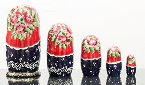 Russian Nesting Doll - Village Scenes - Hand Painted In Russia - Traditional Matryoshka Babushka (Scene E, 6.75``(5 Dolls In 1)) #TOP2