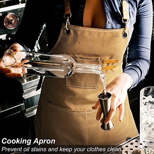 Canvas Apron For Men Women,Heavy Duty Aprons For Men Women,Waxed Apron,Welding Woodworking Workshop Gardening Blacksmith Work Apron,Brown Aprons For Adults #TOP1