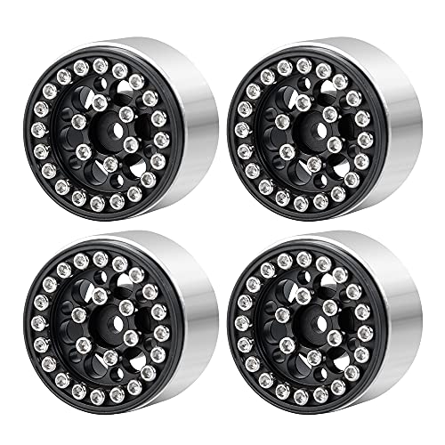 RCLIONS 4pcs 1" Micro RC Beadlock Wheel Rims Aluminum Alloy for All 1:24 Axial SCX24 AXI90081 AXI00001 AXI00002 Deadbolt RC Crawler Car Upgrades Accessories