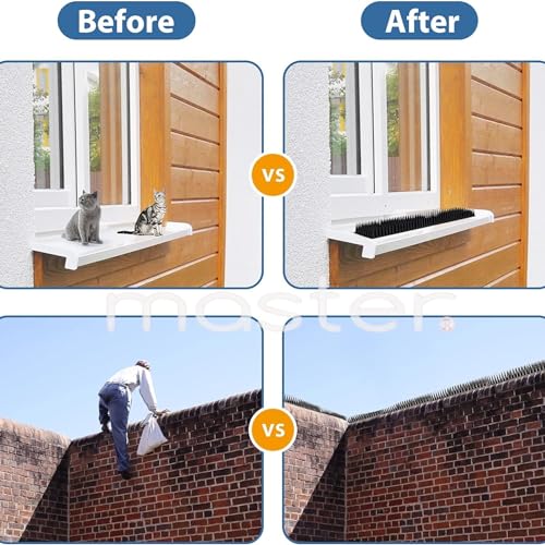 Image of Pigeon Spikes - (Black, Pack of 30) Deter Pigeons, Cats, Monkeys, Crows, Kabootars - Protect AC, Balcony, Windows - Easy Install, Weatherproof - Home Defense Solution (Black, 30)