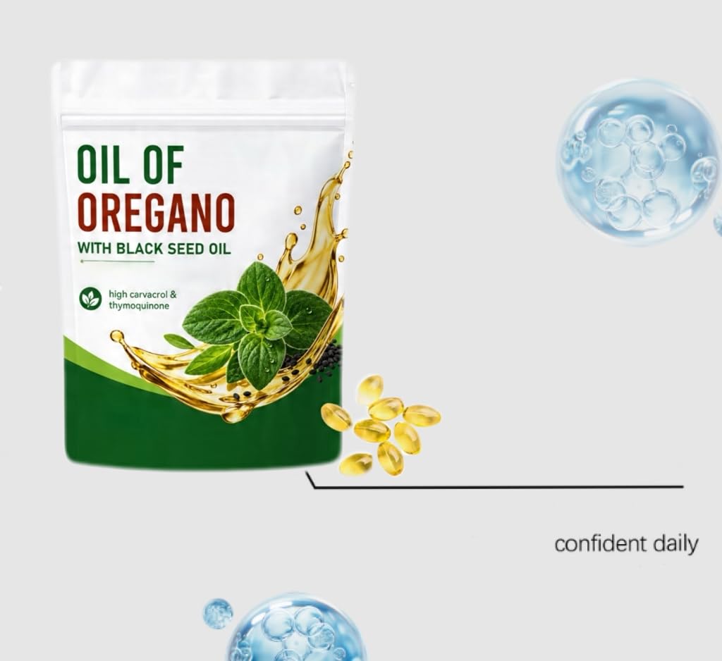 Organiczny olejek z oregano z olejem z czarnuszki na trawienie | Bez alkoholu | Bez GMO | Tłoczony na zimno dla dorosłych,3Pcs
