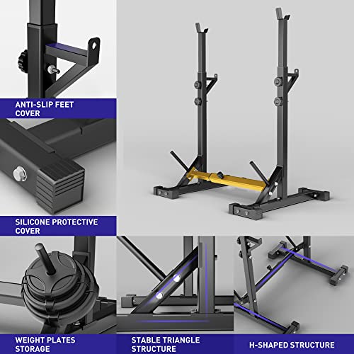 Holleyweb Squat Rack Stand Bench Press Rack,Adjustable Barbell Stand Rack Multi-Function Strength Weight Rack Home Gym - Image 5