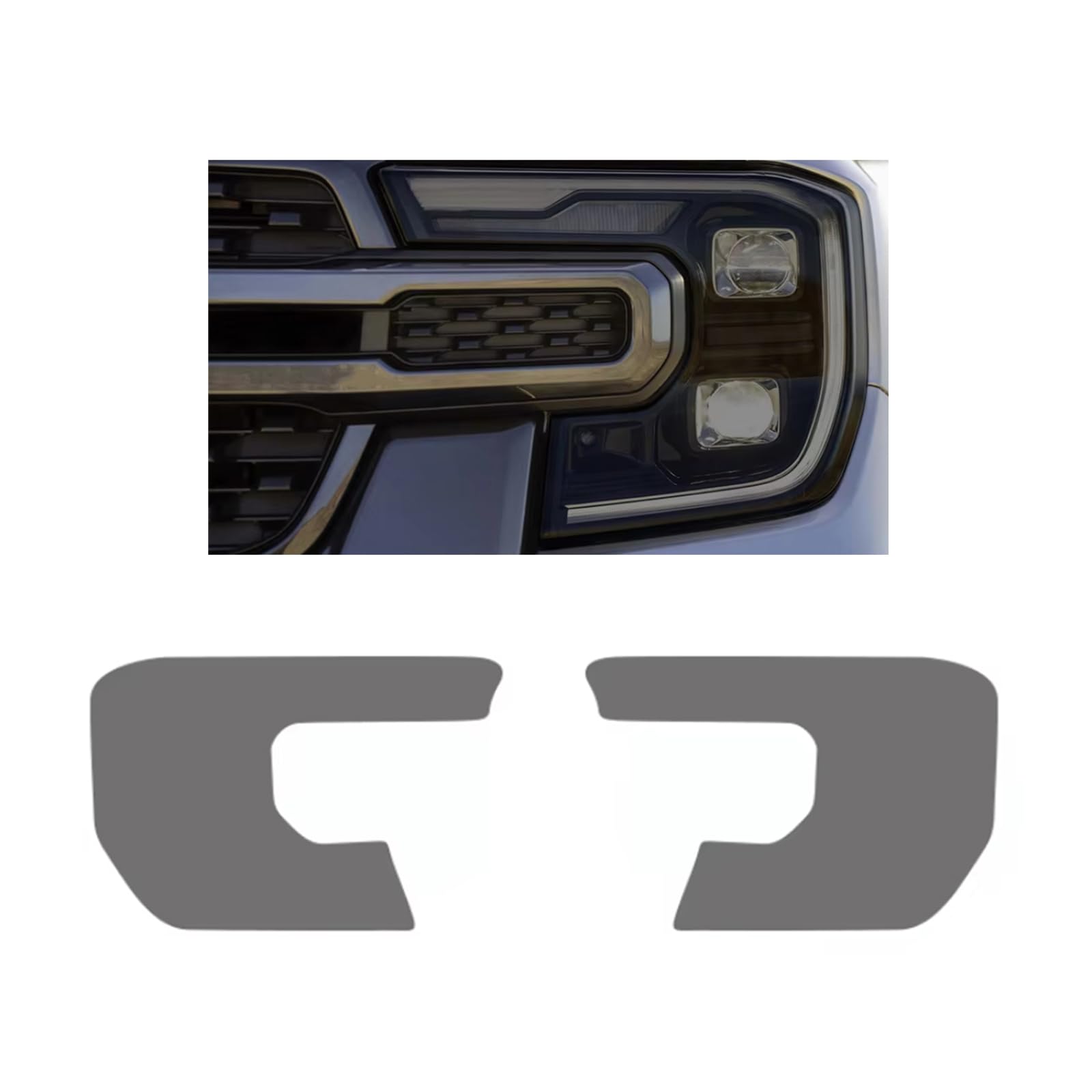 Headlight Film for Ford Ranger 2015-2026, 1Set Transparent/Smoke Black Car Headlight TPU Protective Film