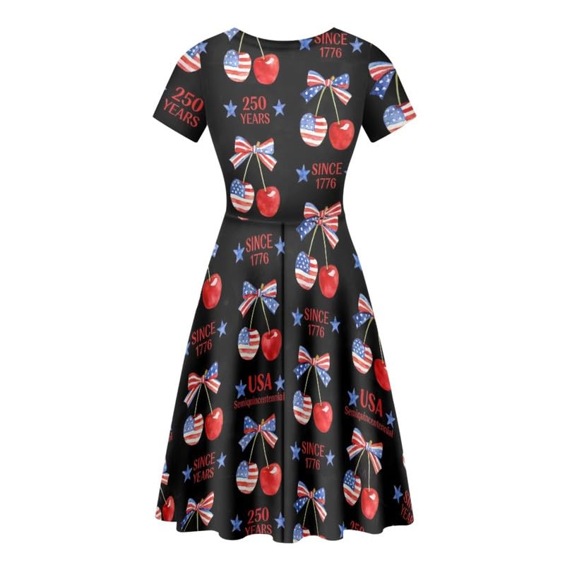 Image of Irisjudy T Shirt Dress for Women Short Sleeve Girls Short Sleeve Dress Plus Size, O Neck Knee Length Midi Dress for Ladies