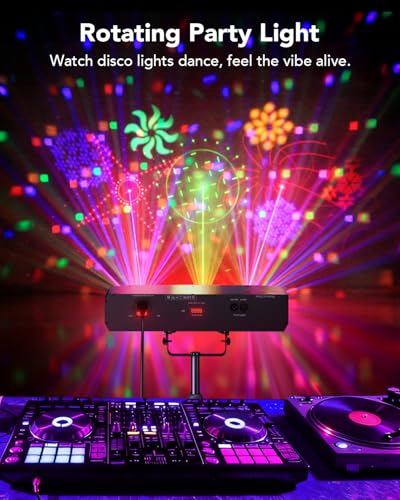 Image of KeoBin All-in-One Pro Laser Lights for Party, RGBWA Disco Light, GOBO Patterns, Laser Show Supported DMX512 /Sound Active for Club, Stage, Gig, Party Events