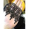 GORGECRAFT Wimpernspitze 3m - Schwarzes Blumen Spitzenband 36cm Breit