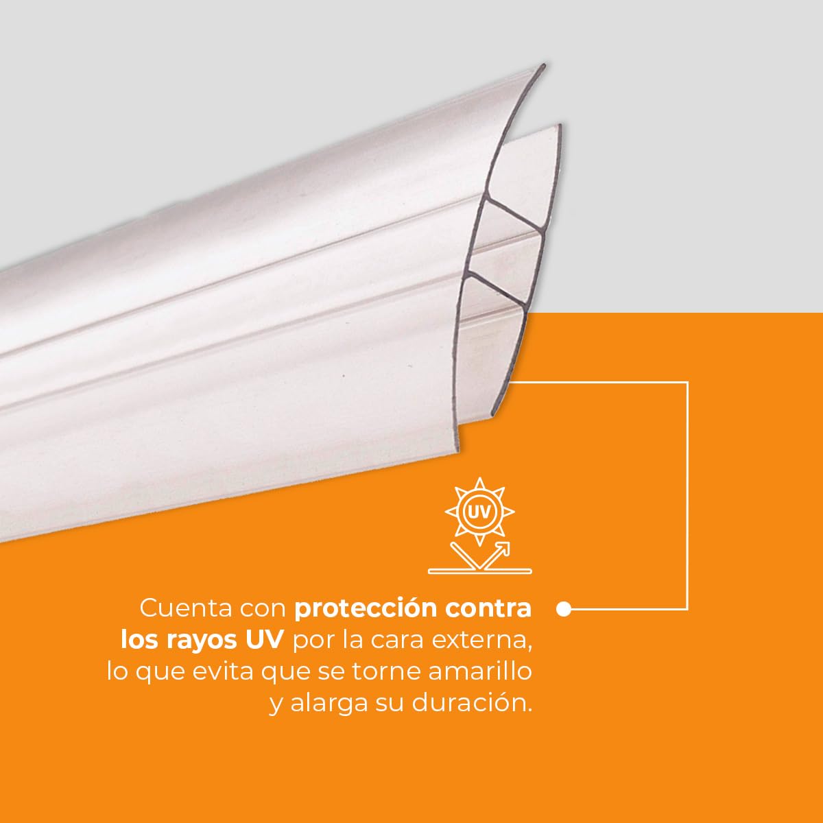 Pack 3 Perfiles de Unión - Perfil en H Policarbonato - Longitud: 2m - Espesor: 8mm - Para Unir Placas y Planchas de Policarbonato Transparente - Perfiles Decorativos