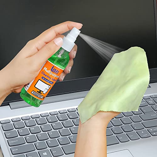 Image of LAZI 2 in 1 Laptop Cleaning Kit - 100ml Green Liquid Spray Screen Cleaner with Microfiber Cloth for Laptops, Mobiles, Phones, iPhone, MacBook, Electronics gadgets, PC, LED, LCD, TV and Computer Screen