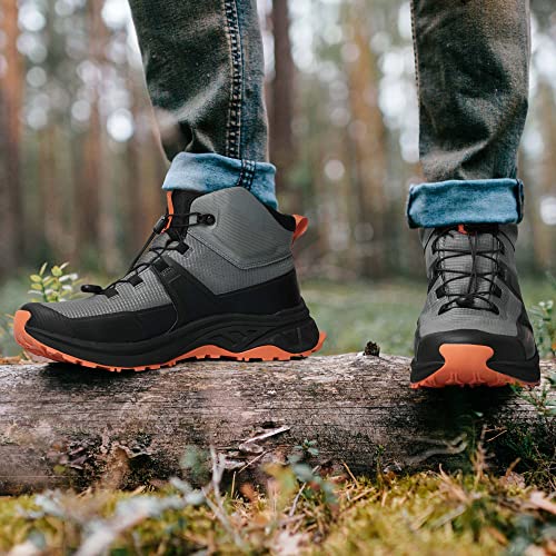 Nortiv 8 Mens Waterproof Hiking Boots Outdoor Trekking Mid Backpacking Mountaineering Shoes,Size 11 Grey/Orange Snhb237M #TOP6