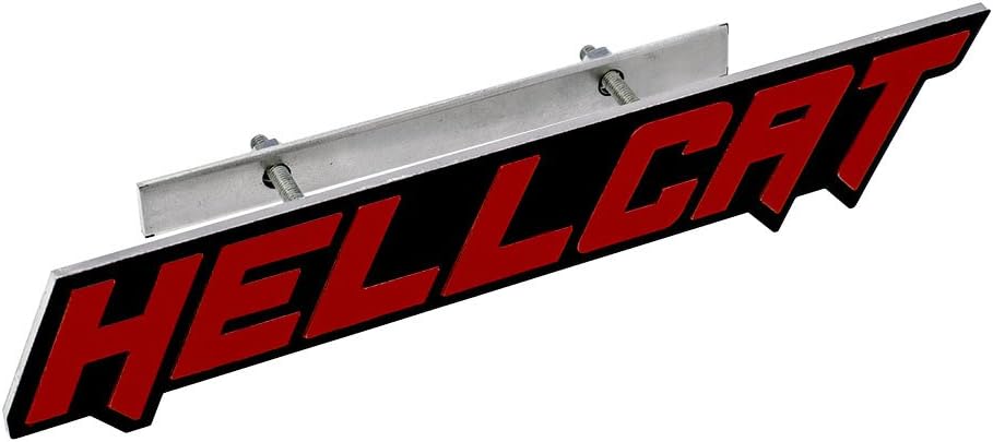 RED on Black Highly Polished Aluminum Hellcat Hell Cat Grille Grill Plaque Emblem Badge Nameplate Logo Decal Rare Compatible with Dodge Challenger Charger Jeep Chrysler