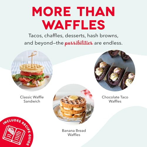 Dash Mini Waffle Maker- Compact Electric Iron for Creative Homemade Treats - Nonstick Surface - Easy-to-Clean - Perfect for Kids & Families - Red