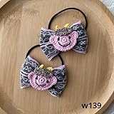 w139-ハンドメイド 鬼モチーフ付きヘアゴムリボン 節分