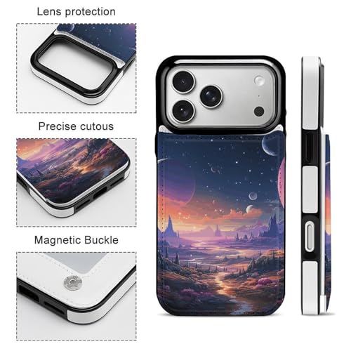 Étui portefeuille iPhone 17 espace rétro idée cadeau originale