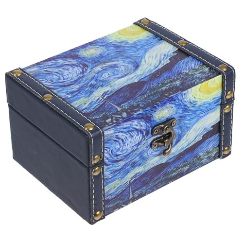 CLISPEED Caja de Almacenamiento de Madera Diseño de Pintura al Óleo Estilo Artístico Joyero Grande para Mujer Estuche Organizador para Dormitorio Caja Decorativa Vintage para Joyas y