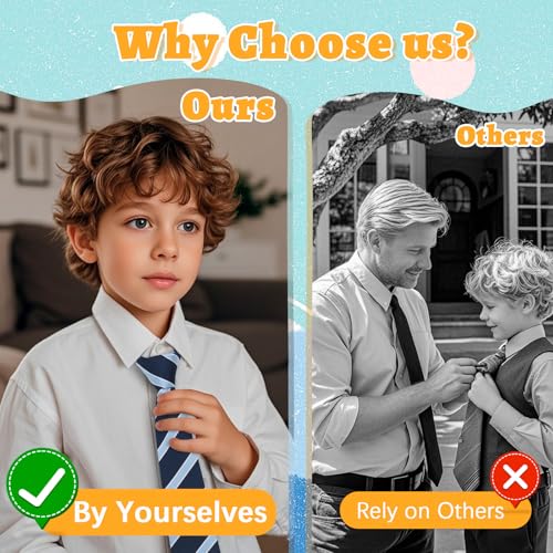 Boys Tie Pre-tied Striped School Ties for Boys/Kids, Adjustable Plaid Zipper Kids Tie for Party Graduation Casual4