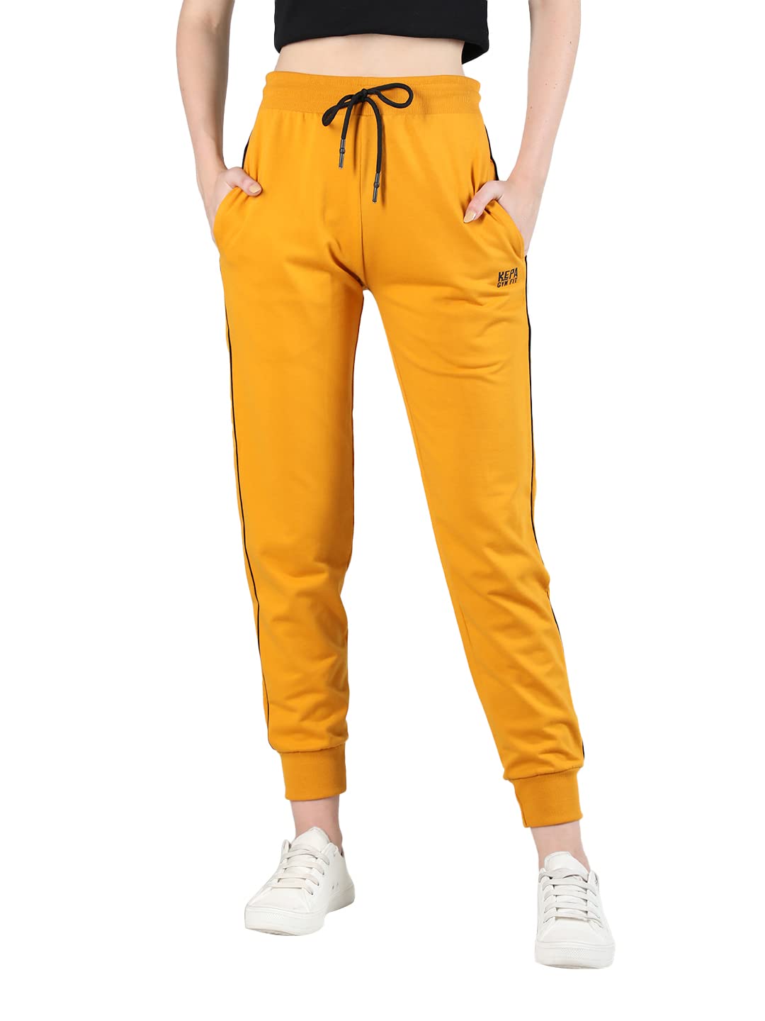 Kepa Joggers Pants for Women with Secure Pockets β Comfortable Stretchable Gym Pants, Lounge Lowers & Casual Wear Track Pants β S-XXL Mustard