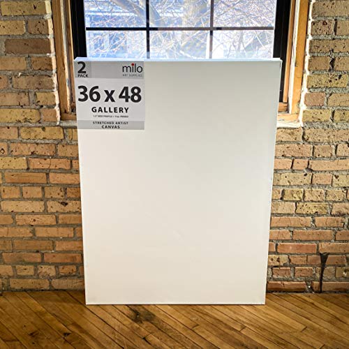 Milo Stretched Artist Canvas | 36X48 Inches | 2 Pack | 1.5” Inch Thick Gallery Profile | 15 Oz Primed Large Canvases For Painting, Ready To Paint Art Supplies For Acrylic, Oil #TOP7
