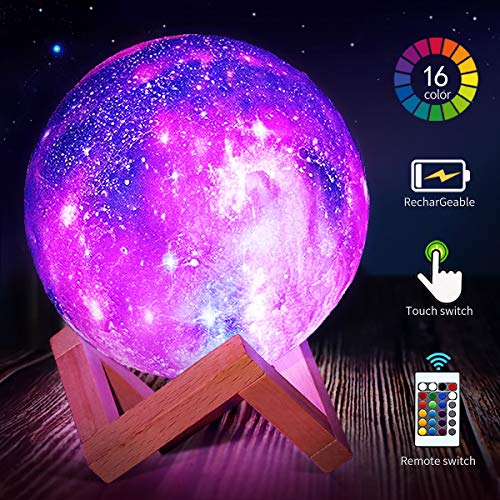 Star Night Light for Kids Galaxy Moon Lamp 16 Colors LED 3D Print