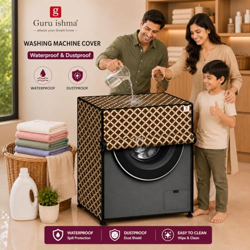 Image of Front Load Fully Automatic Washing Machine Cover for 6.5kg to 8kg | Waterproof & Dustproof Polyester Cover with Zip Closure | Suitable with Samsung, IFB, LG, Bosch & More (61 x 61 x 87 cm)