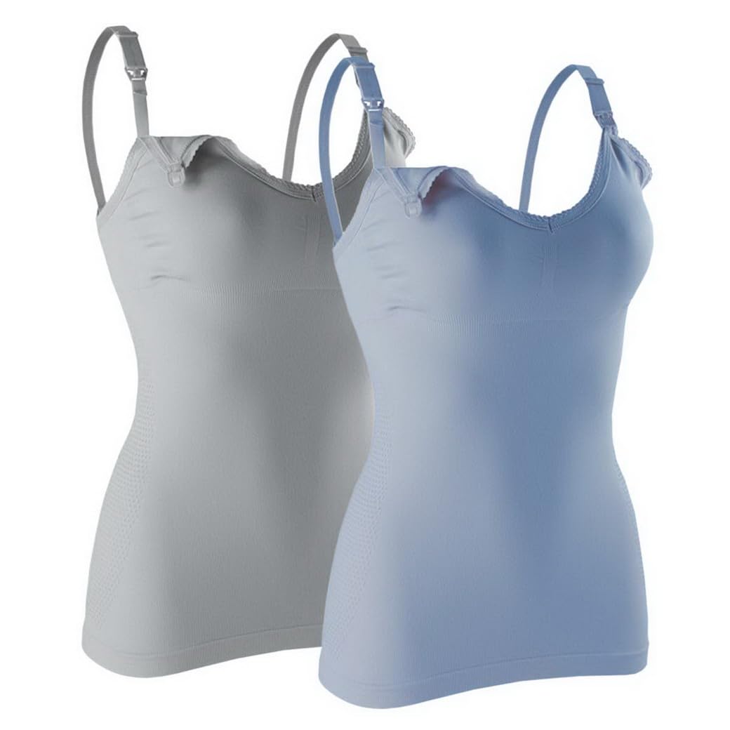 Damen Stilltops ohne Bügel Tanktop mit Integriertem BH für Stillen Schlaf Damen Stillunterhemd Stillshirt Stilltop Stillshirt Stilltop Umstandstop Basic Tank Tops