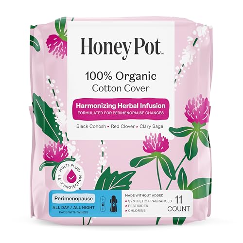 The Honey Pot Company - Herbal Pads for Women - Overnight w/Wings - Infused w/Essential Oils for Cooling Effect & Organic Cotton Cover - Feminine Care - 12 ct