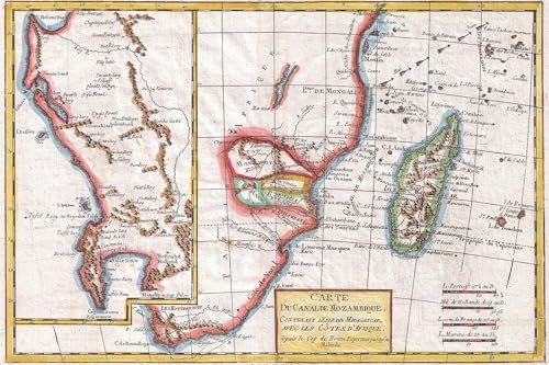 12"x18" Poster, 1780 Raynal and Bonne Map of South Africa, Zimbabwe, Madagascar, and Mozambique - Gallery Print