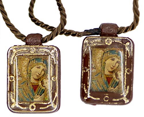VILLAGE GIFT IMPORTERS Small Mini Economy Scapulars | Over 15 Different Subjects Saints | Perfect for Kids or Groups | Christian Jewelry (Our Lady of Perpetual Help)2