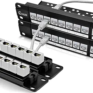 NewYork Cables 48 Port Patch Panel|2U Cat6 Patch Panel with Inline 10G Support Couplers for Easy Cable Management |Writable Labels|Rugged Metal Body Network Patch Panel|Wall Mount and Rack Mount