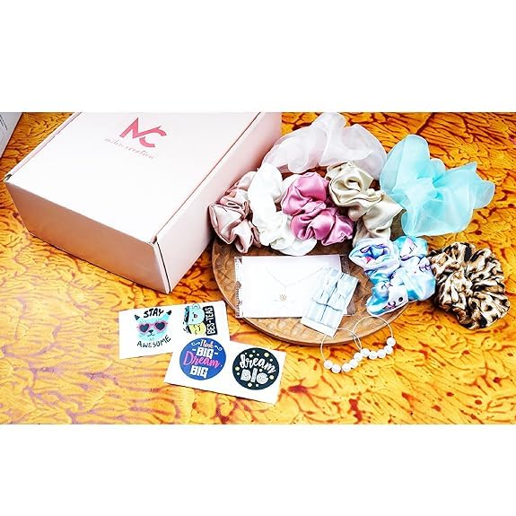 Luxury Hair Accessories Gift Box for Women – Scrunchie Set with Earrings & Hair Pins – Cute Aesthetic Birthday, Valentine’s, Anniversary Surprise Girlfriend, Wife, Sister