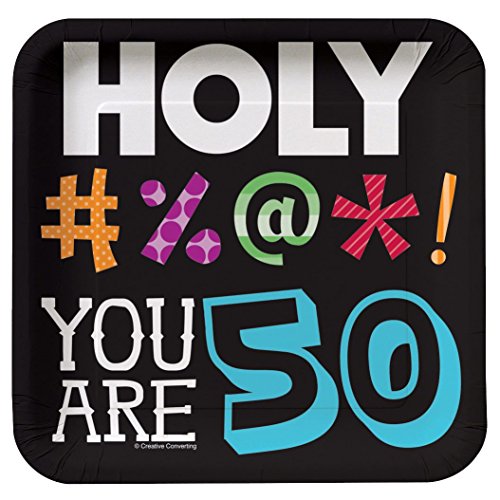 Creative Converting 8 Count Holy Bleep 50th Birthday Square Dessert Plates