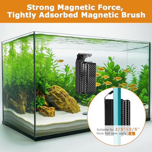 Image of hygger Magnetic Fish Tank Cleaner, Aquarium Glass Cleaner with 2 Detachable Algae Scraper Blade, Floating Scrubber Brush for 2 /5 inch-3 /5 inch Glass /Acrylic Thick Tank, Strong Magnet Algae Remove Tool, L