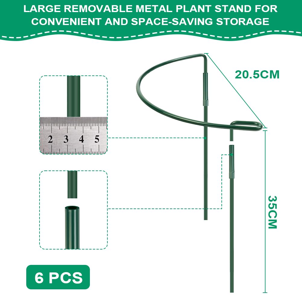 OFFCUP Pałki podtrzymujące rośliny, 6 szt., 20 x 35 cm, metalowe wsporniki ogrodowe, półokrągła klatka pierścieniowa do warzyw, pomidorów, piwonii, róż, hortensji, kwiatów
