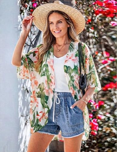 Image of BB&KK Women's Chiffon Kimono Loose Casual Open Front Cover Ups
