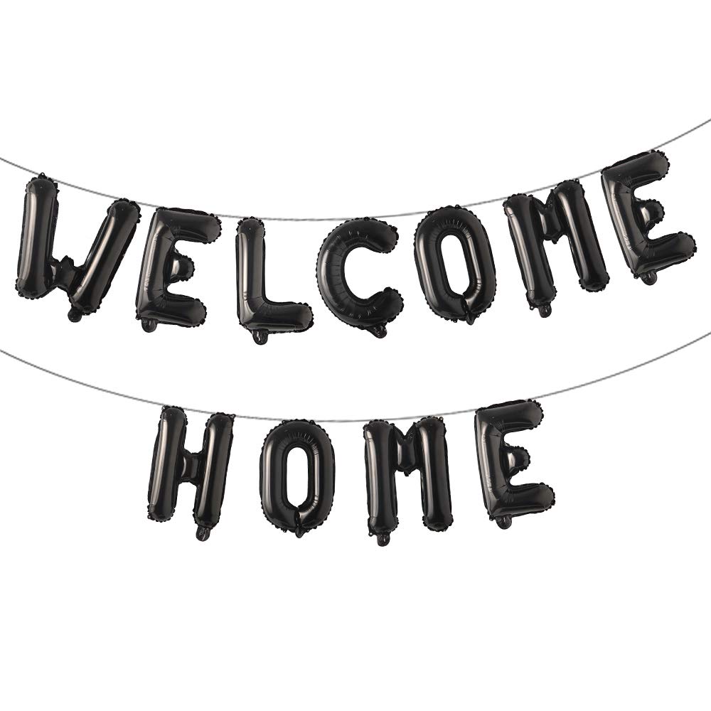 Amazon.com: 16 inch Welcome Home Balloon Banner Style Balloons Foil Letter  Balloon Anniversary Celebration Party Decorations (Welcome Home Black) :  Home & Kitchen