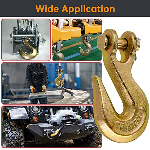 Forogore 10 Pack 3/8 Grade 70 Clevis Grab Hook Pin Clevis Rigging Tow Transport Truck Trailer Hook Two Hook For Tow Chain Transport 7500 Lbs Working Load #TOP4