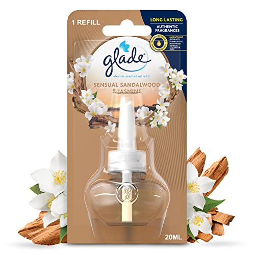 Glade Recambio de ambientador enchufable, ambientador eléctrico perfumado para habitación, sándalo y jazmín, 6 recambios (6 x 20 ml)