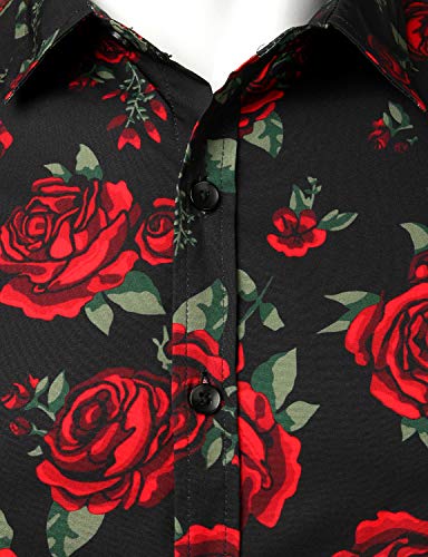 ZEROYAA Men's Fashion Urban Design 3D Printed Slim Fit Long Sleeve Button Up Dress Shirts3