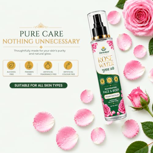 Image of Rose Water | 100% Pure Steam Distilled Gulab Ark | Face Mist & Toner | Rejuvenating Face & Body Care | Suitable for All Skin Types | 100ml