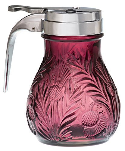 Rosso GlassSyrup Dispenser Inverted Thistle Pattern Mosser (Amethyst)